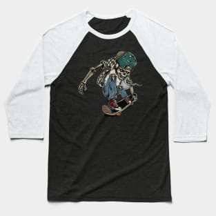 skull skeleton skateboard - Skate or Die Baseball T-Shirt